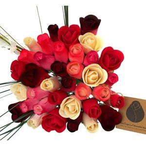 2 Dozen Deluxe Red Passion Flower Bouquet. The Original Wooden Rose.